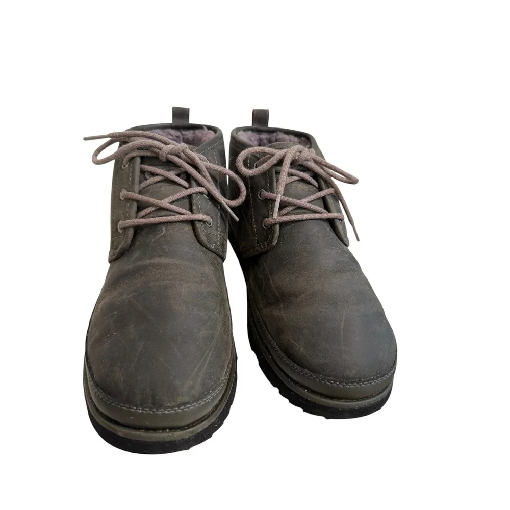 UGG Mens Neumel Waterproof Leather Boots Grizzly Brown Size 9 Fall Winter